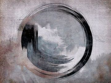 Moderne Abstracte Japandi Enso Cirkel Kunst van FRESH Fine Art