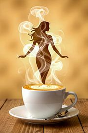 woman with hot cup of cappuccino