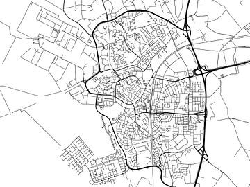 Karte von Bergen op Zoom in Schwarz ud Weiss von Map Art Studio