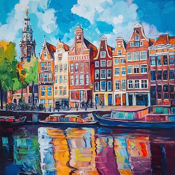 Amsterdam in Levendige Pop-Art van Thea