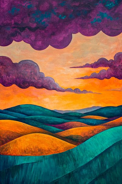 Colourful landscape at sunset by Poster Art Shop