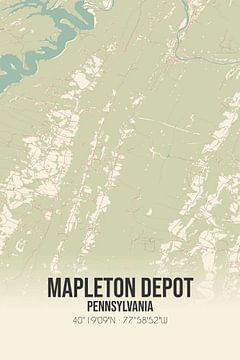 Vintage landkaart van Mapleton Depot (Pennsylvania), USA. van Rezona