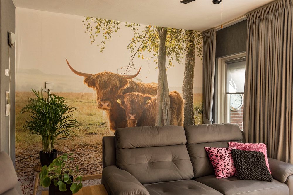 Schotse Hooglander met kalf van Ans Bastiaanssen