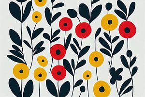 Buntes florales Muster im Stil von Marimekko IV