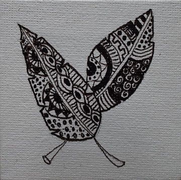 Mini-canvas veren Zentangle by Angelique van 't Riet