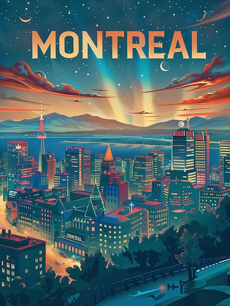 Montreal Lights: Cityscape Under Northern Skies Poster by Travel Shop