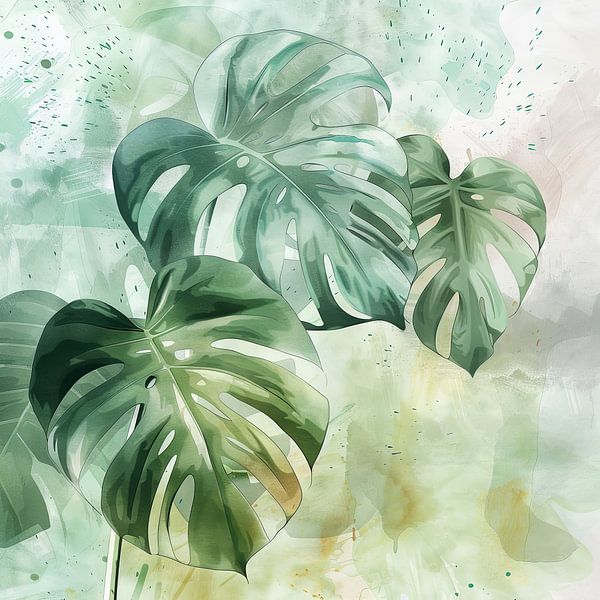 Monstera artwork - Tropical leaves by Poster Art Shop