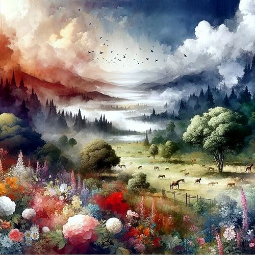 Landschap in aquarel 1