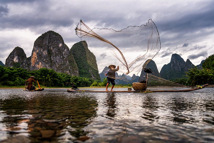 Fishing with cormorant in China by Michael Bollen