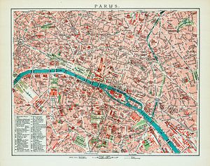 Vintage plattegrond Parijs ca. 1900 van Studio Wunderkammer