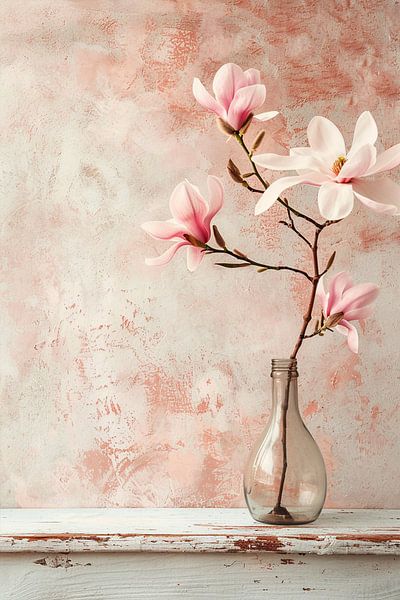 Magnolia - Nature morte au Japandi dans les tons de terre cuite par Marijke Trienekens