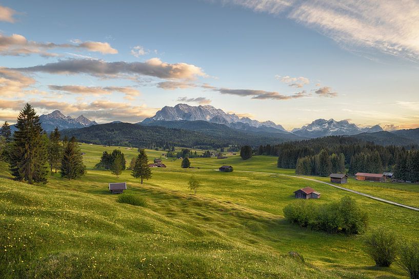 Evening on the humpback meadows - beautiful bavaria by Rolf Schnepp