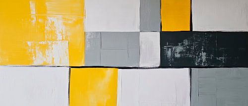 Geometrische kleurencompositie in geel en grijs