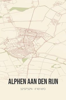 Vieille carte d'Alphen aan den Rijn (Hollande méridionale)