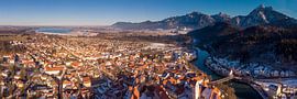 Aerial view of Füssen with mountains and blue sky in the background by Hans-Heinrich Runge