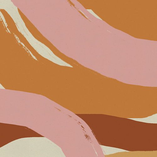 Abstracte lijnen in roze, geel, terracotta