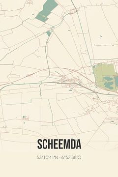 Vintage landkaart van Scheemda (Groningen) van MijnStadsPoster