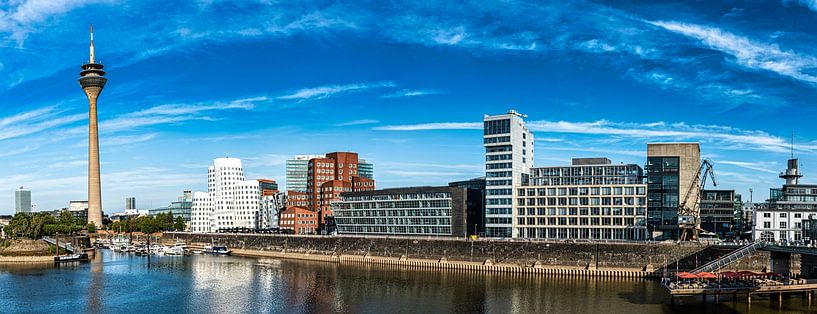 Panorama Düsseldorf Rijn Media Haven met TV-toren en Gehry-gebouwen van Dieter Walther