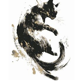 Golden Brush Cat Illustration by Namrahc Kunatip