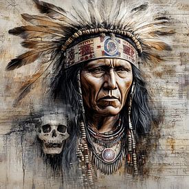 indiaan in Da Vinci stijl van Gelissen Artworks