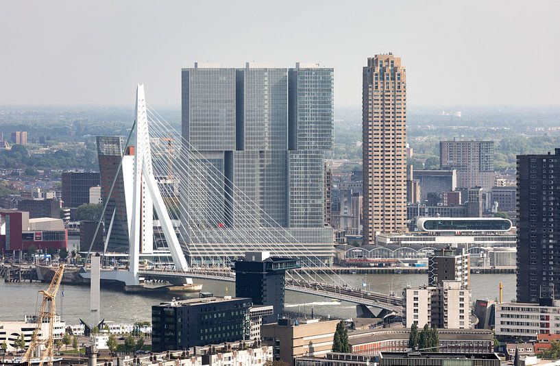 The Erasmus Bridge and Wilhelminapier in Rotterdam by MS Fotografie | Marc van der Stelt