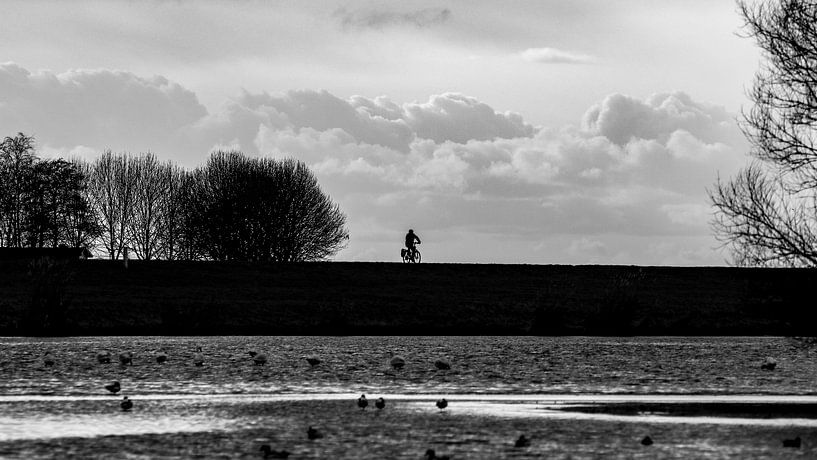 Cycliste solitaire sur la digue par Marlies Gerritsen Photography