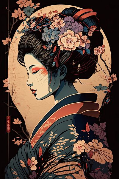 Geisha enchantée, harmonie de la beauté par Peter Balan