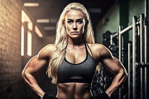Vastberaden training: Jonge vrouw in de sportschool