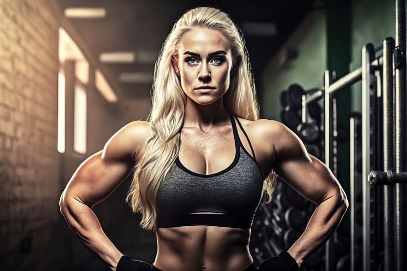 Entschlossenes Training: Junge Frau im Gym von Frank Heinz