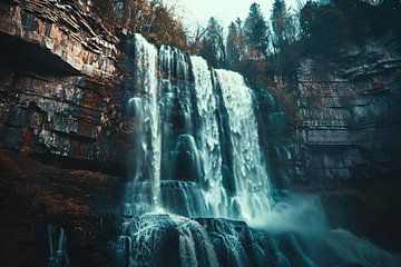 Majestic waterfall in rugged nature by Imperial Art House