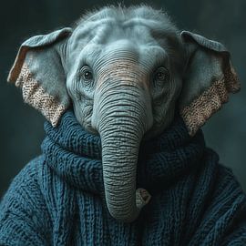 Elefant für den Winter gekleidet von Ton Kuijpers