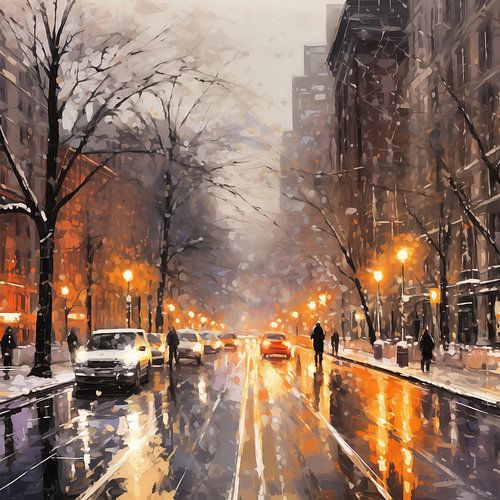 Schneefall in City Glow