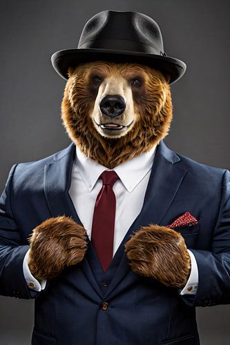 Beer met stijlvol pak en hoed