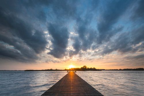 Sunset of Oldambt Lake near Oostwold