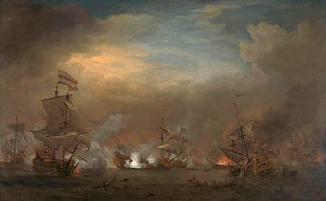 Fight during the naval battle near Kijkduin, Willem van de Velde (II)
