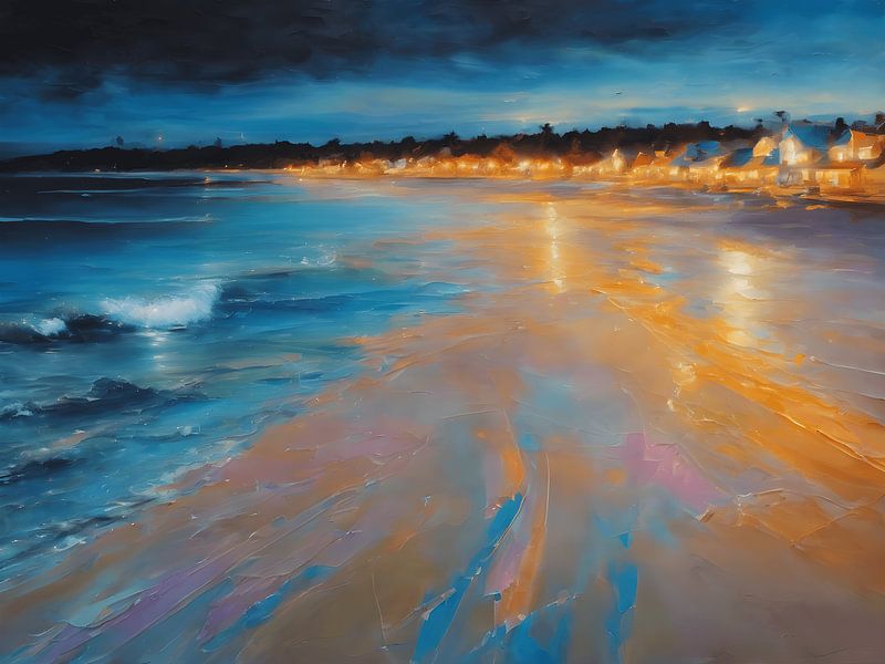 Strand bij avond van Jolique Arte