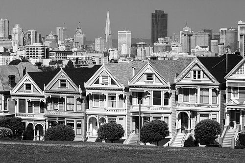De Painted Ladies in Zwart-Wit, San Francisco