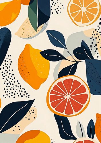 Illustratieve Citroenen en Bladeren