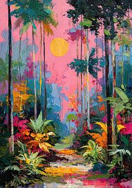Forêt tropicale impressionniste avec soleil sur Niklas Maximilian