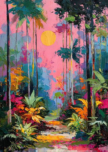 Impressionistic tropical forest with sun by Niklas Maximilian