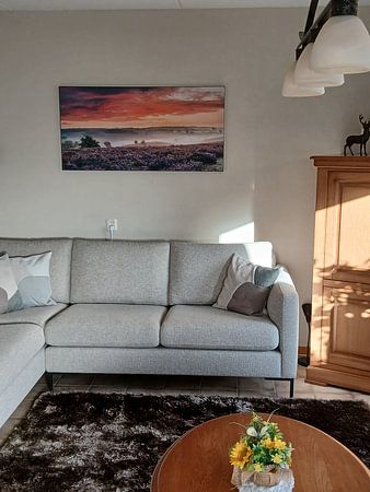 Panoramic flowering heather on the Posbank