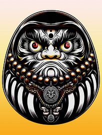 Daruma Doll Muurkunst - Japans Zen-symbool van doorzettingsvermogen & geluk van Ramy Salah Hefny