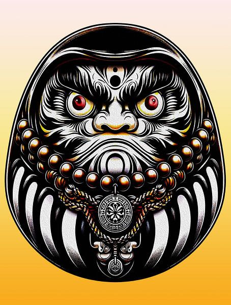 Daruma Puppe Wandkunst - Japanisches Zen-Symbol der Beharrlichkeit &amp; Viel Glück von Ramy Salah Hefny