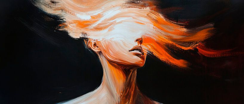 Portrait mit fließendem Haar – Abstrakt von Poster Art Shop