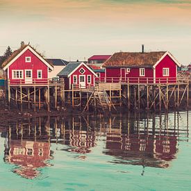 Wandbild Rorbu Fischerhütten Lofoten Norwegen von FOTOFOLIO.DE