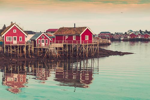 Murale Rorbu Cabanes de pêche Lofoten Norvège