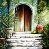 Mediterrane Terrasse - Malerei von Marita Zacharias