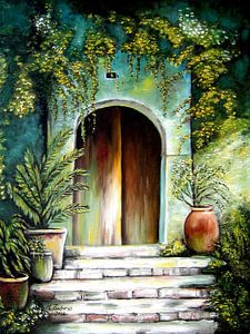 Terrasse méditerranéenne - Peinture