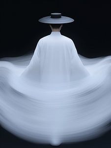 Mysteriöse Person im Nebel Langzeitbelichtung