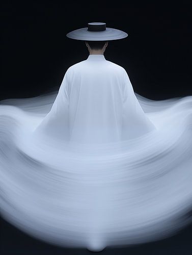 Mysterieus persoon in de mist long exposure